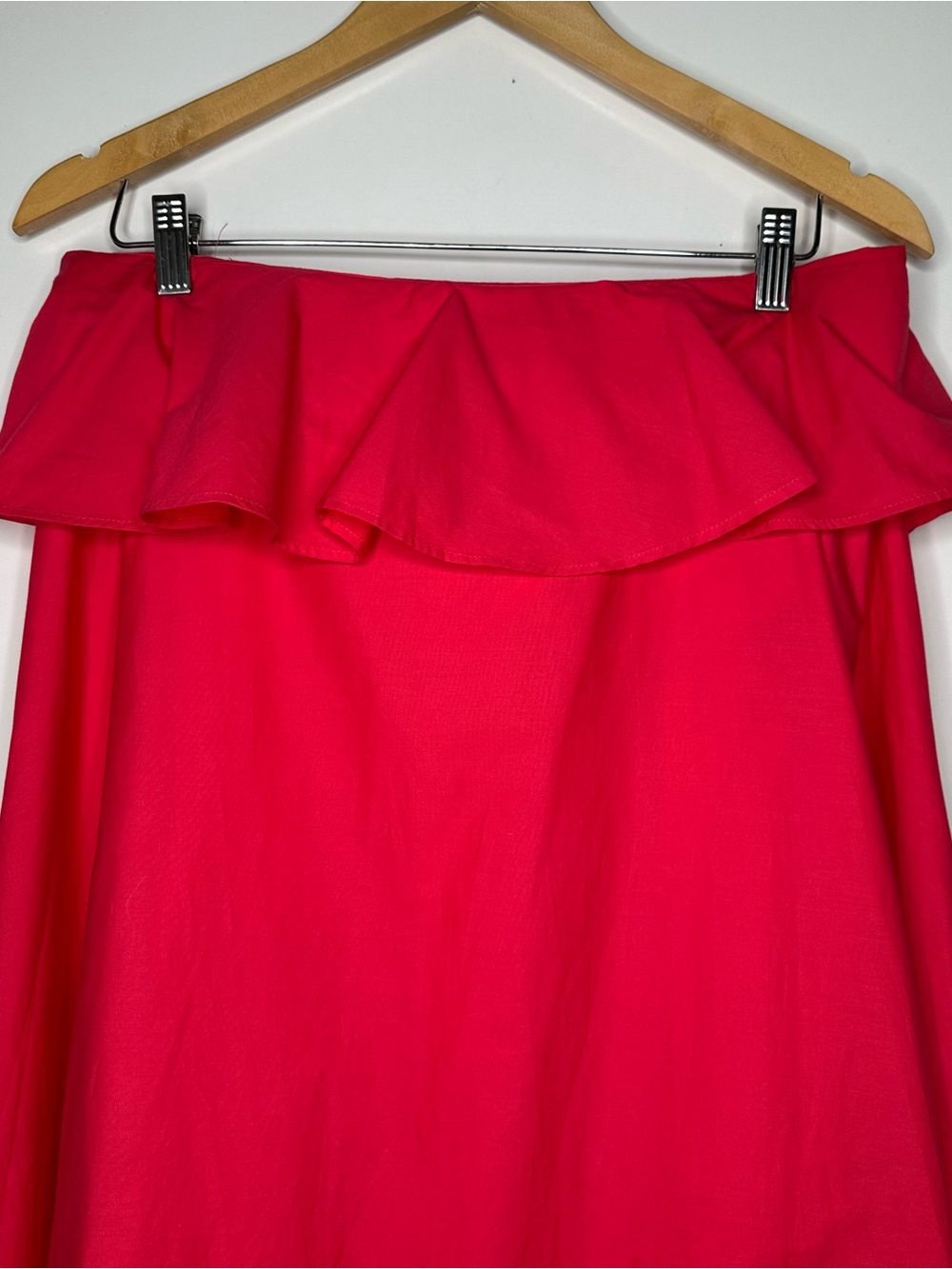 By Anthropologie Strapless Flounce A-Line Midi Dress Hot Pink Size Small S - Picture 5 of 10